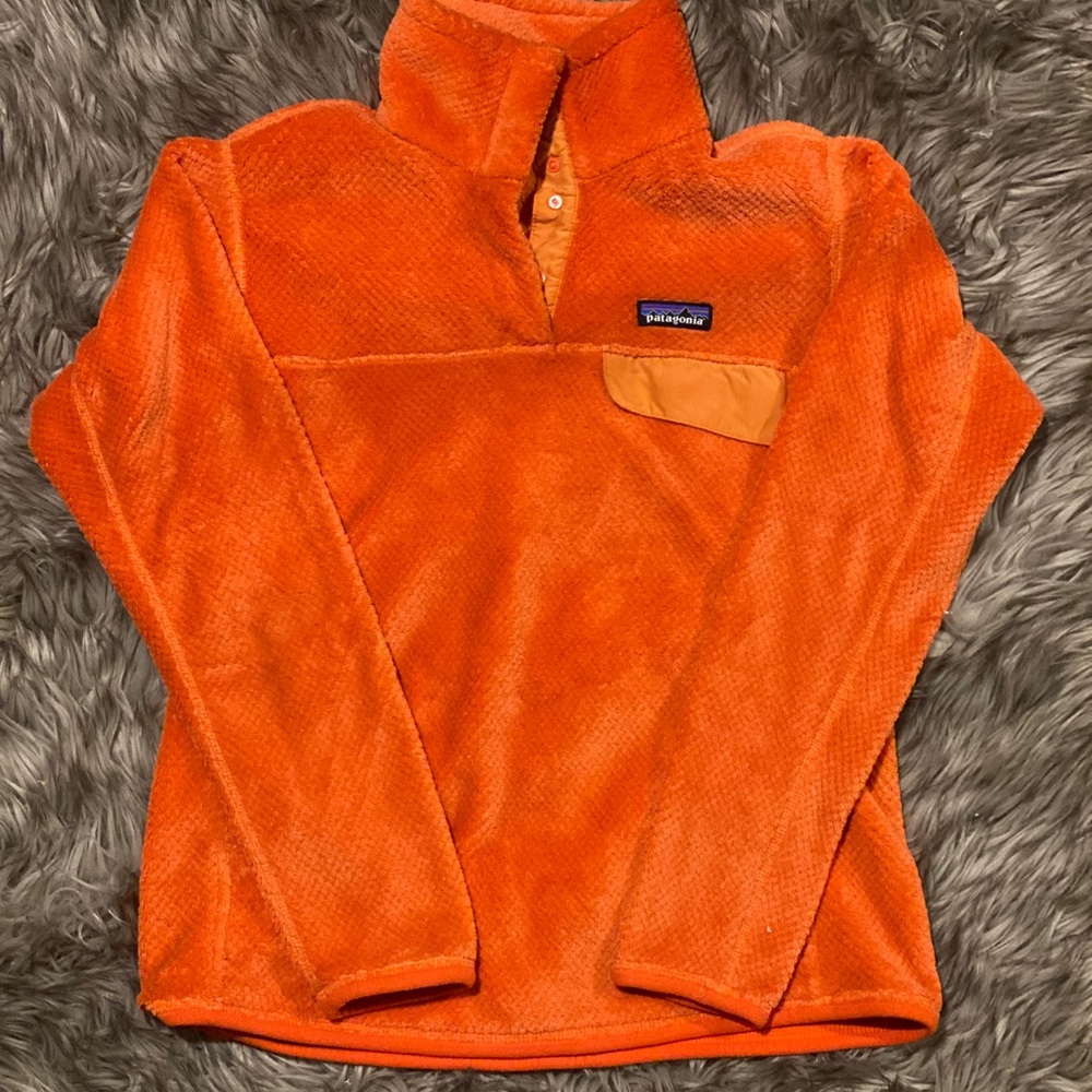Cozy orange Patagonia fleece sweatshirt